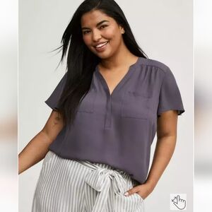 Torrid Charcoal Short Sleeve Blouse